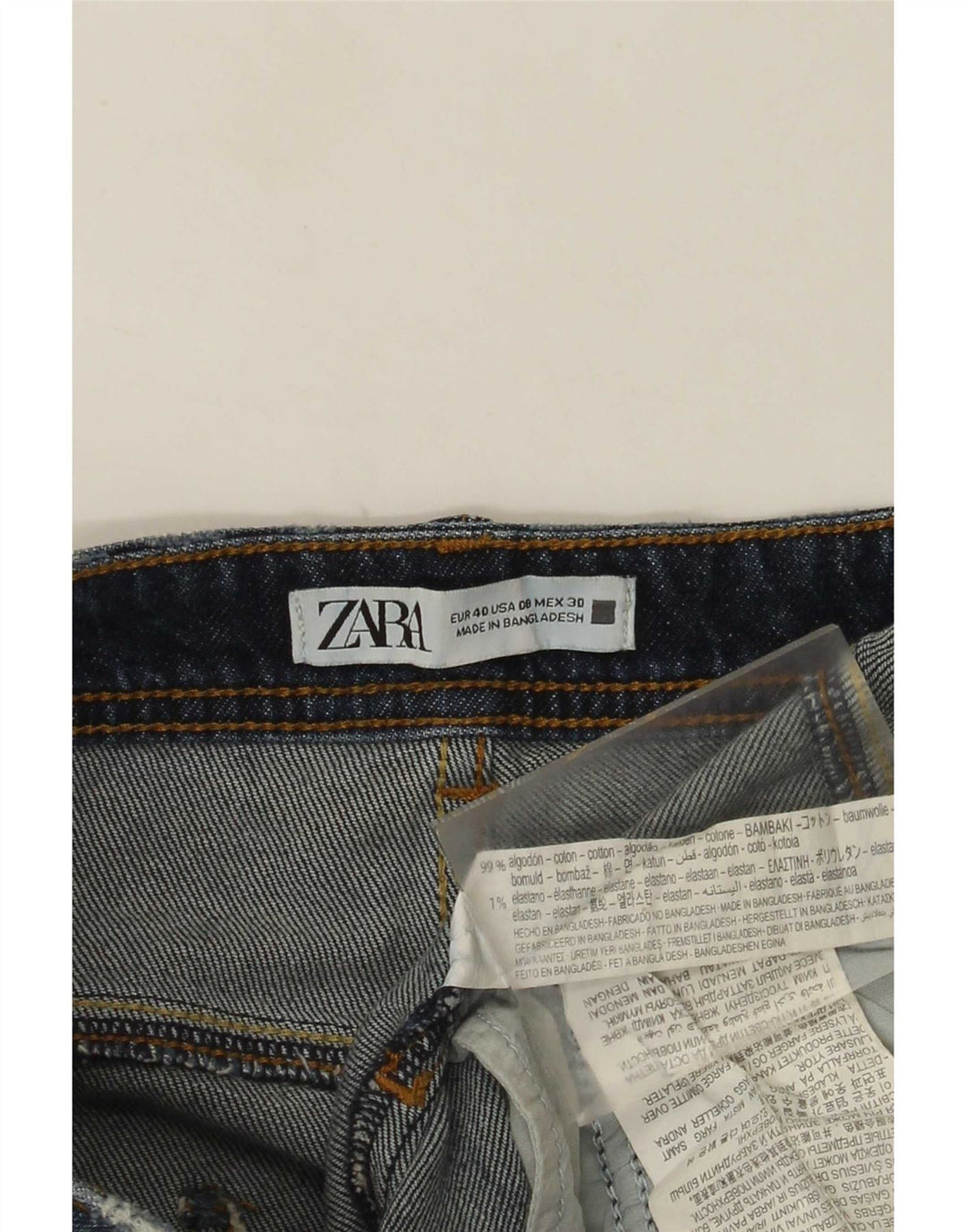 Damskie jeansy Zara w trudnej sytuacji, EU 40 Medium W30 L28, niebieska bawełna