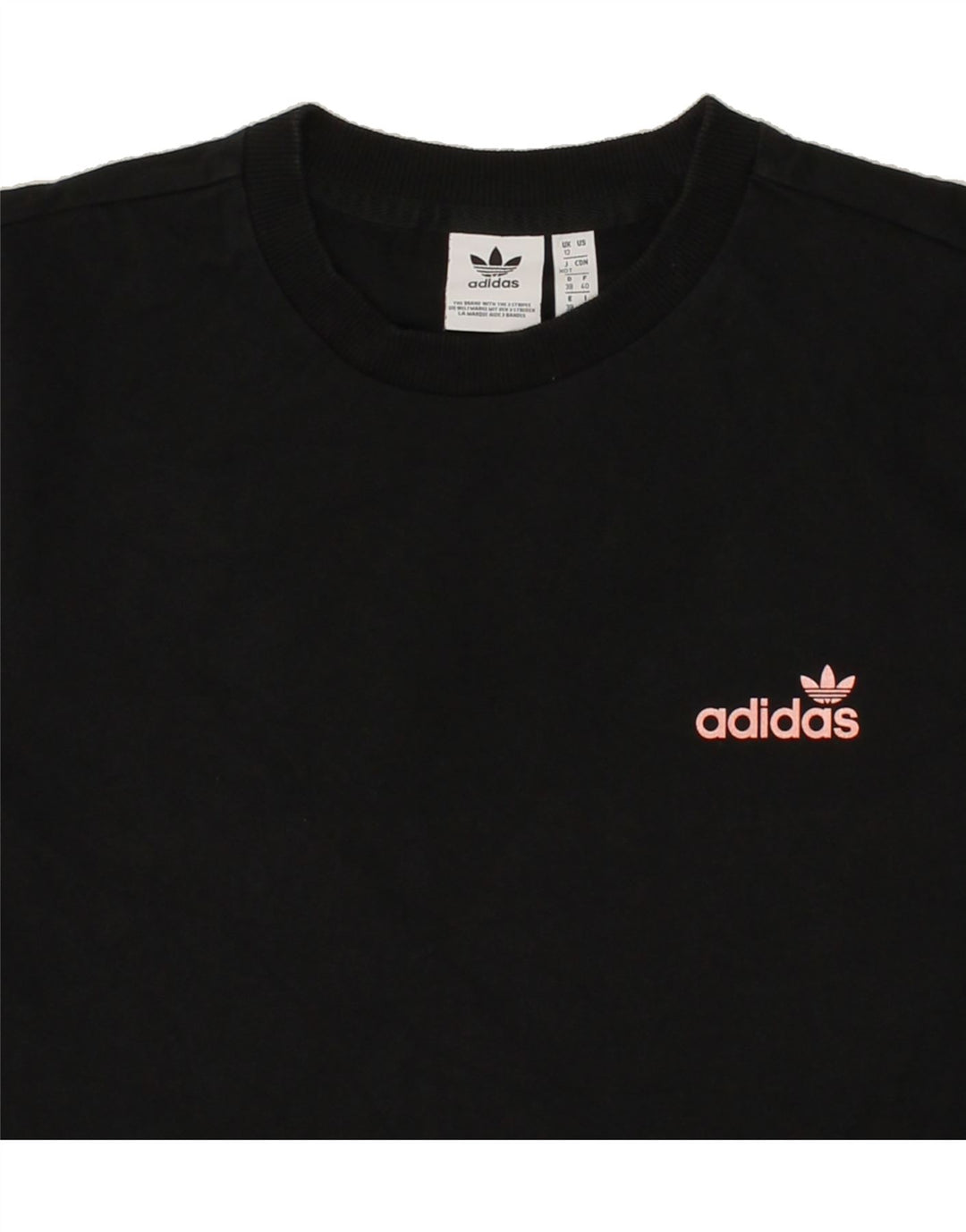 ADIDAS Womens Graphic Sweatshirt Jumper UK 12 Medium Black Cotton Vintage Adidas and Second-Hand Adidas from Messina Hembry 