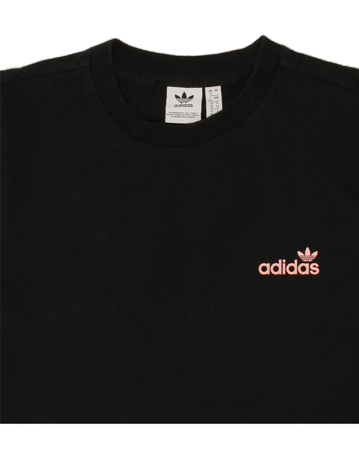 ADIDAS Womens Graphic Sweatshirt Jumper UK 12 Medium Black Cotton Vintage Adidas and Second-Hand Adidas from Messina Hembry 