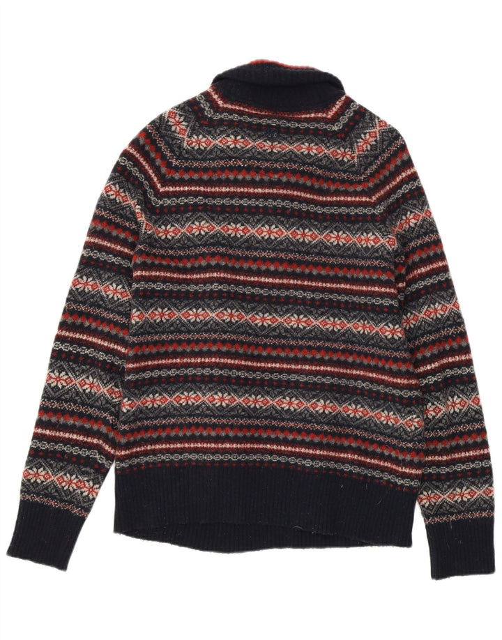 Damski sweter zapinany na zamek FAT FACE UK 14 Średni granatowy Fair Isle