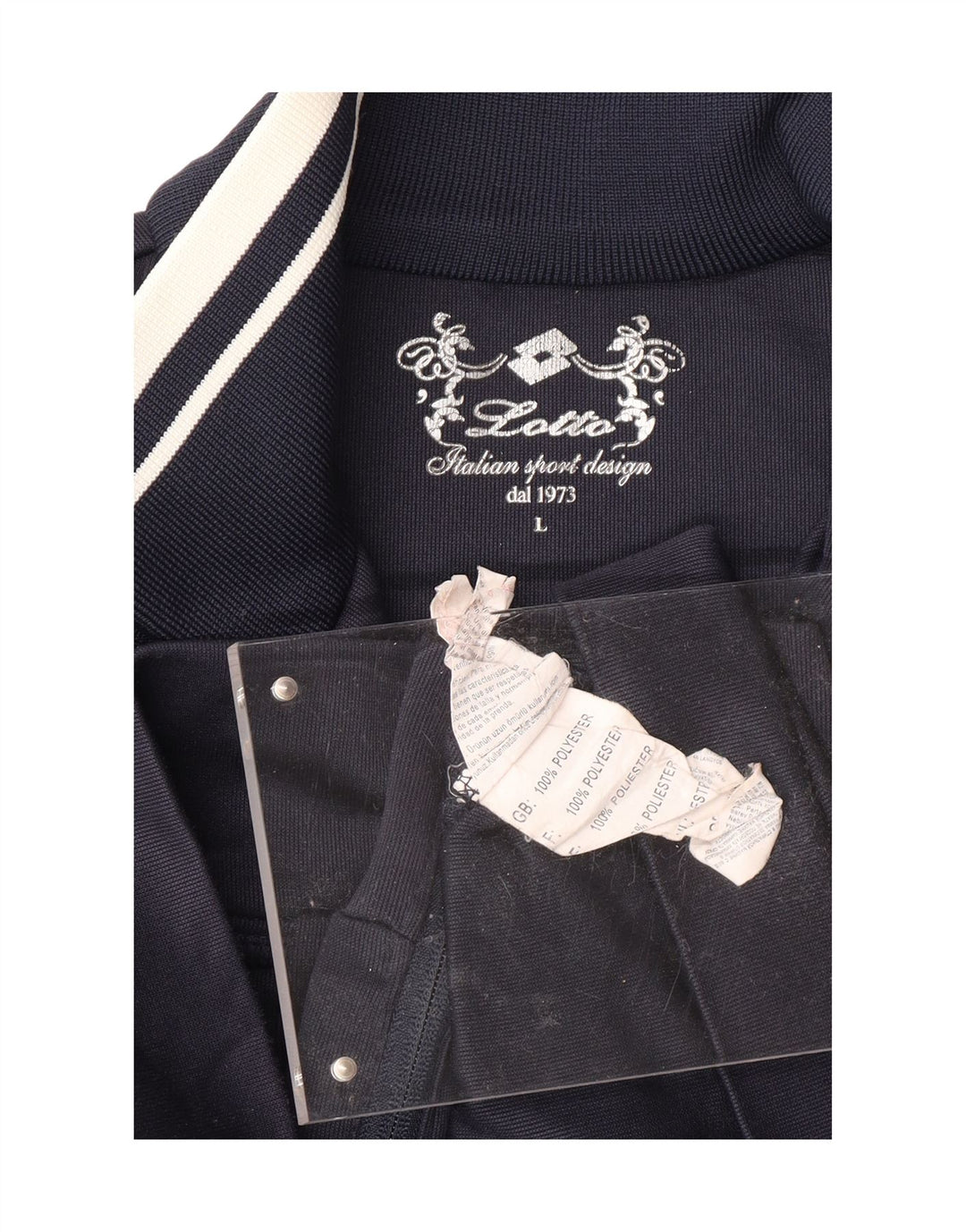 LOTTO Womens Tracksuit Top Jacket UK 16 Large Navy Blue Polyester