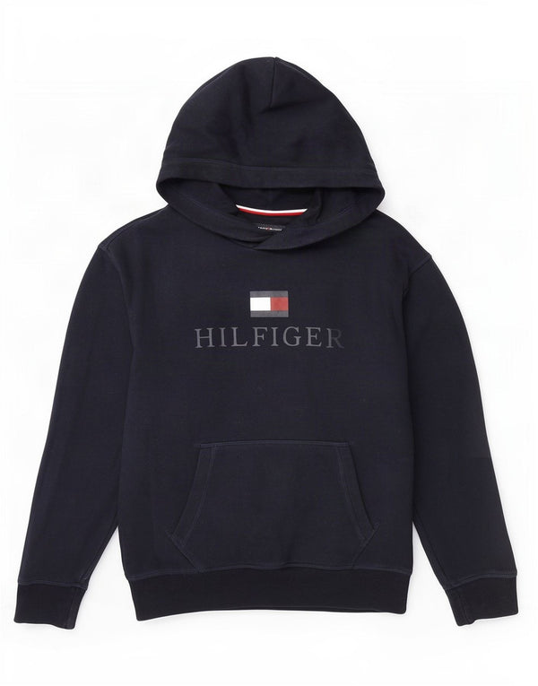 Chłopięcy sweter z kapturem Tommy Hilfiger z grafiką 11-12 lat, granatowy, bawełniany
