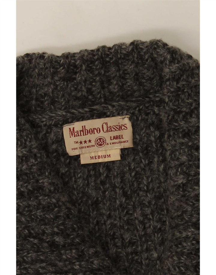 Damski sweter rozpinany Marlboro Classics Crop Cardigan UK 14 Średni szary nakrapiany