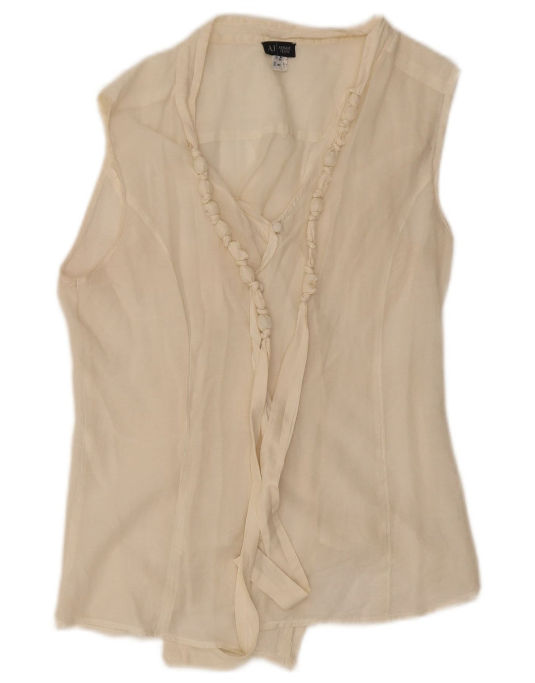 Damska koszulka bez rękawów Armani Jeans, prześwitująca US 8, średnia biel