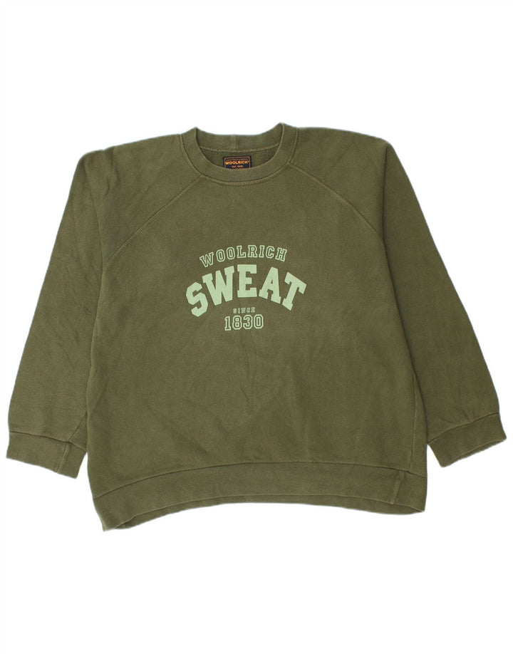Męska bluza z grafiką Woolrich, duża, zielona bawełna