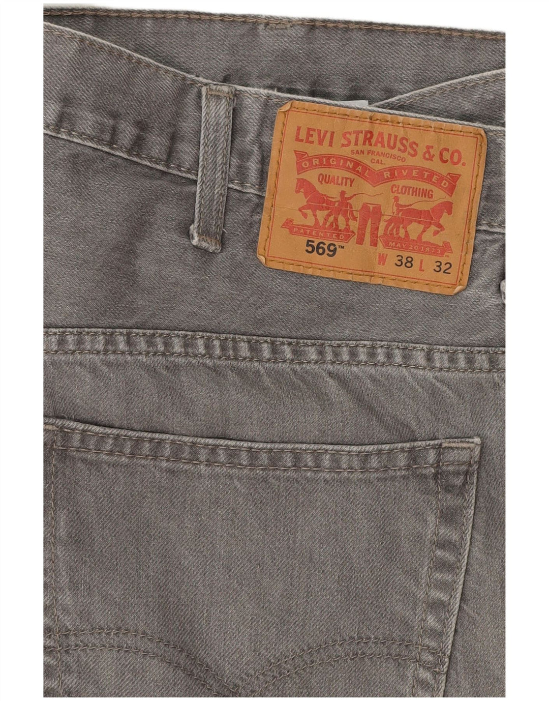 Męskie dżinsy Levi's 569 Luźne W38 L29 Szara bawełna