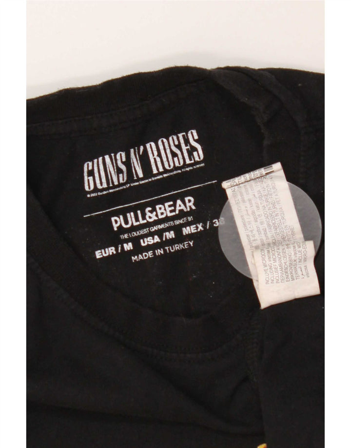 Męski T-shirt z grafiką Pull & Bear, średni czarny poliester