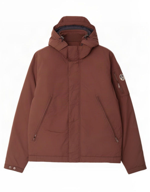 Męska wyściełana kurtka z kapturem North Sails UK 42 XL, brązowy nylon