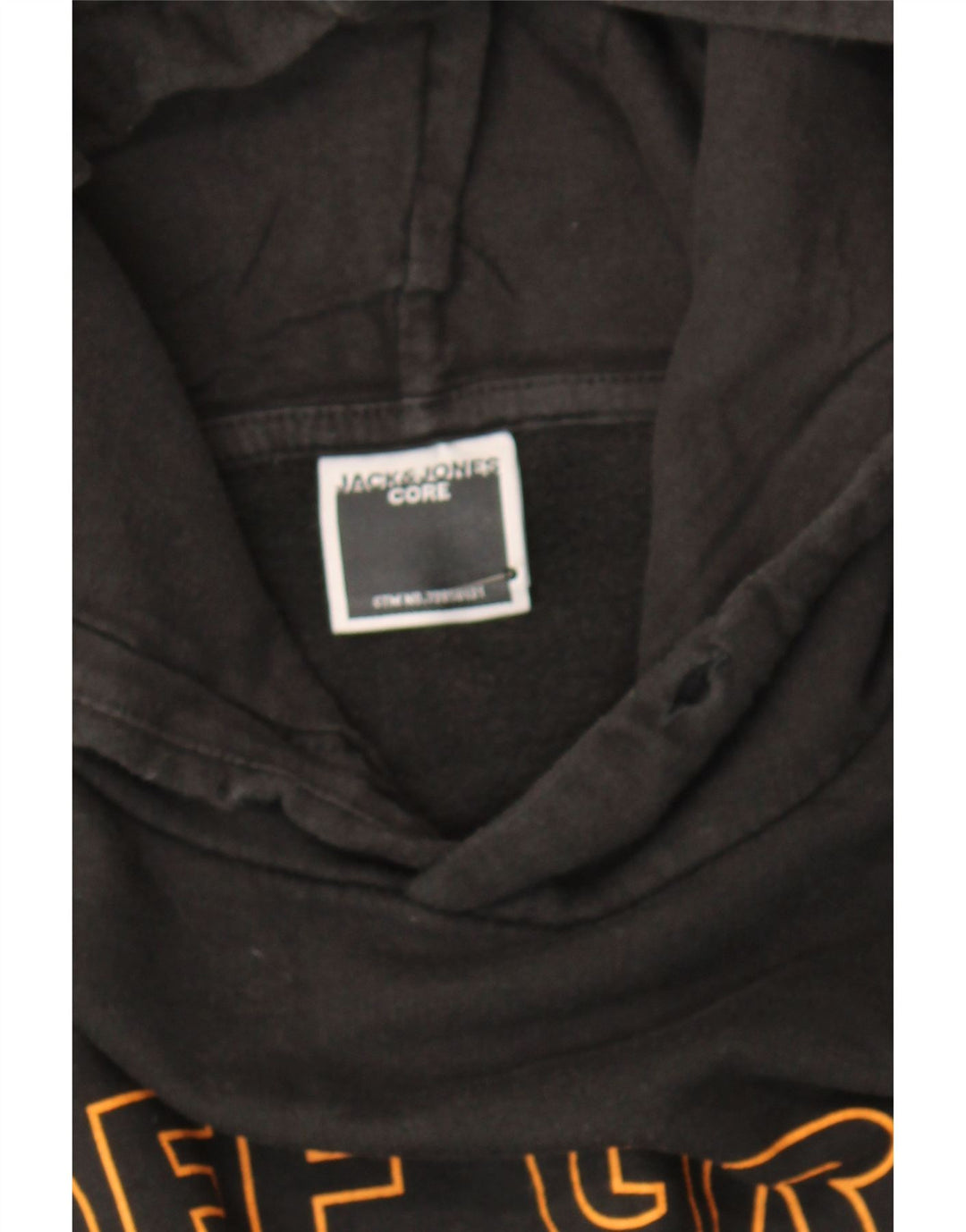 JACK & JONES Mens Graphic Hoodie Jumper Medium Black Cotton Vintage Jack & Jones and Second-Hand Jack & Jones from Messina Hembry 