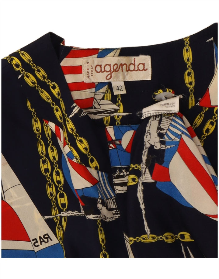 AGENDA Damska kurtka bomberka w abstrakcyjny wzór IT 42 Średni granatowy jedwab