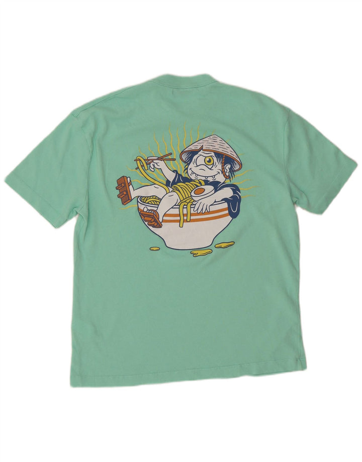 Męski T-shirt z grafiką Zara. Średni zielony bawełniany