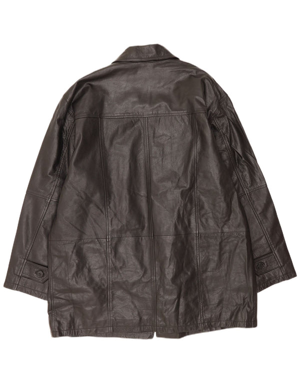Vintage męski płaszcz skórzany UK 44/46 XL czarna skóra