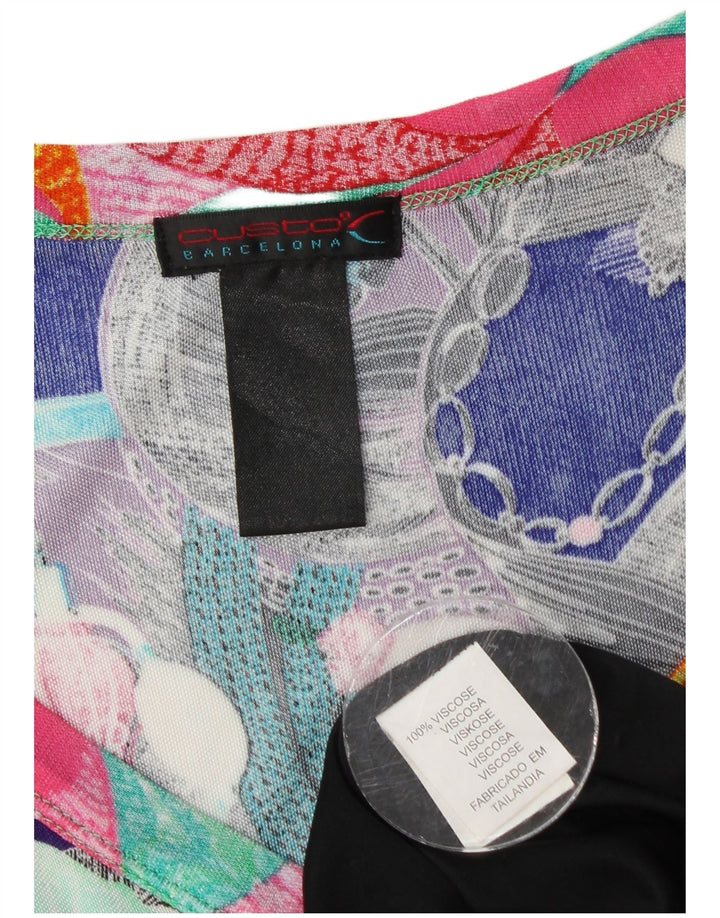 CUSTO BARCELONA Damska sukienka o linii A z abstrakcyjnym wzorem UK 4 XS Fioletowa