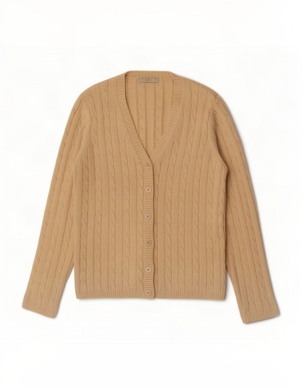 Marks & Spencer Womens Cardigan Sweater UK 12 Medium Beige Cotton