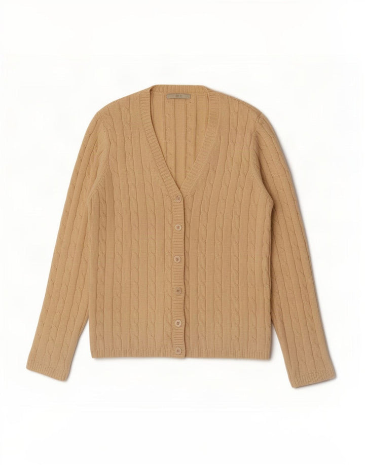 Marks & Spencer Damski sweter rozpinany UK 12, średni beż, bawełna