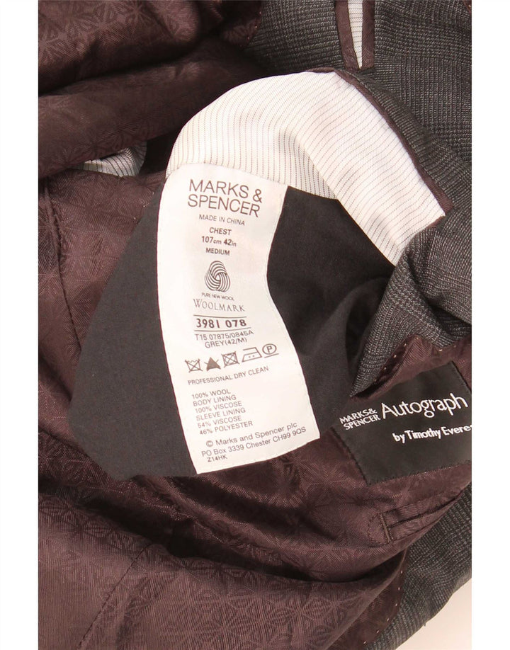 Marks & Spencer Męska marynarka z autografem UK 42, duża, szara krata