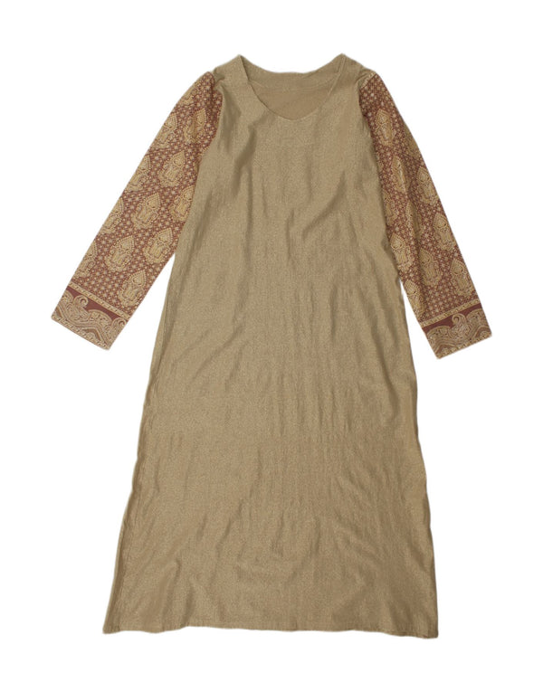 Damska sukienka maxi w stylu vintage UK 14, duża, złota paisley