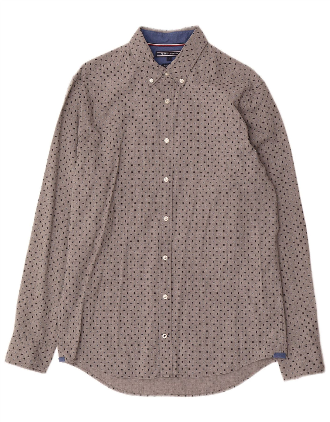 Męska koszula Tommy Hilfiger New York Fit, średnioszara, geometryczna