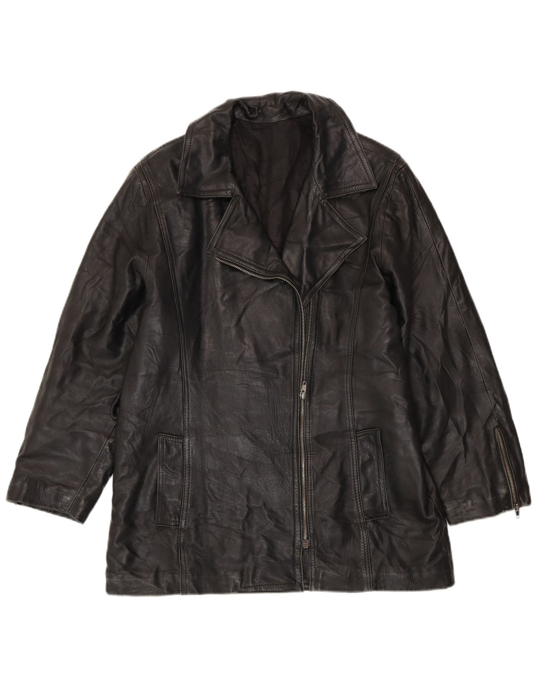 Damska kurtka skórzana oversize VINTAGE UK 10, mała czarna