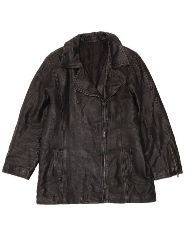 Damska kurtka skórzana oversize VINTAGE UK 10, mała czarna