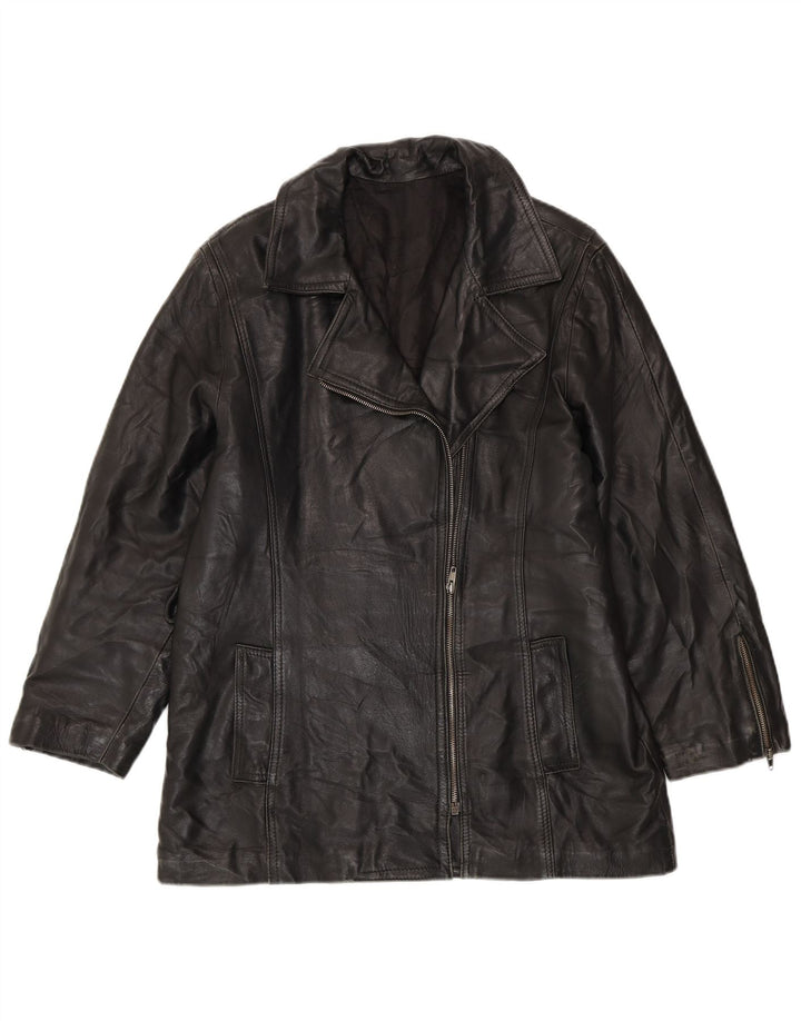 Damska kurtka skórzana oversize VINTAGE UK 10, mała czarna