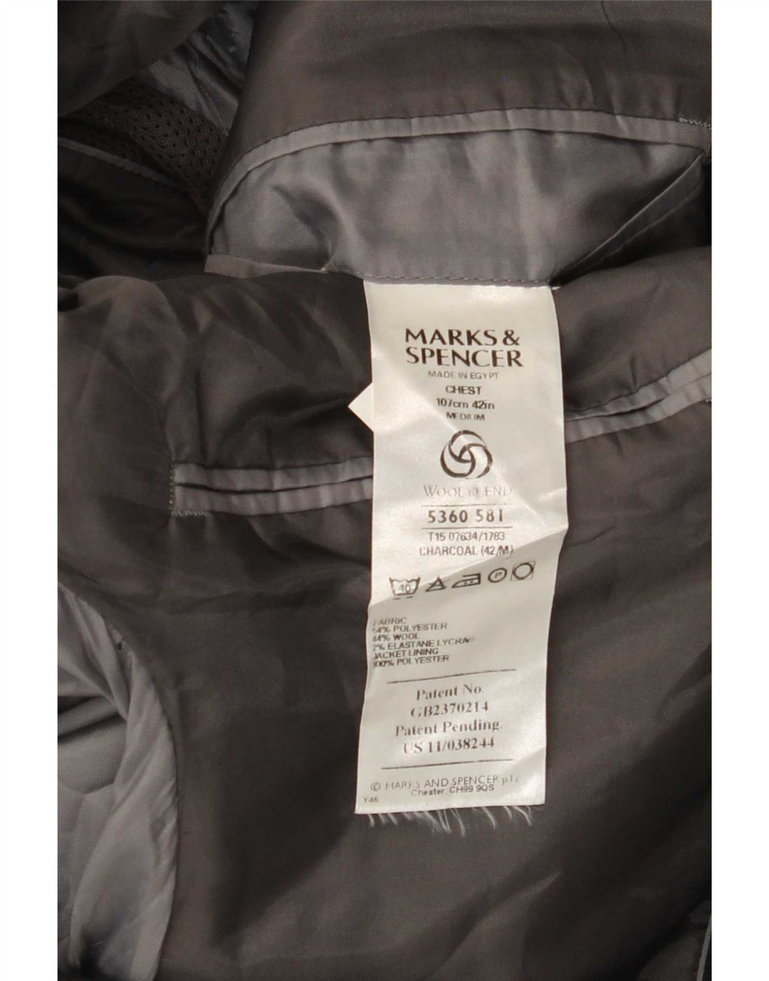 Marks & Spencer Męska marynarka zapinana na 3 guziki UK 42, duża, szara, poliester