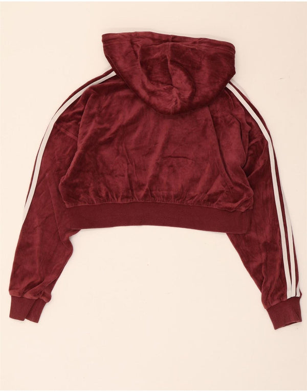 Damska bluza z kapturem Adidas Oversized Graphic Crop UK 4 XS Burgundowa bawełna