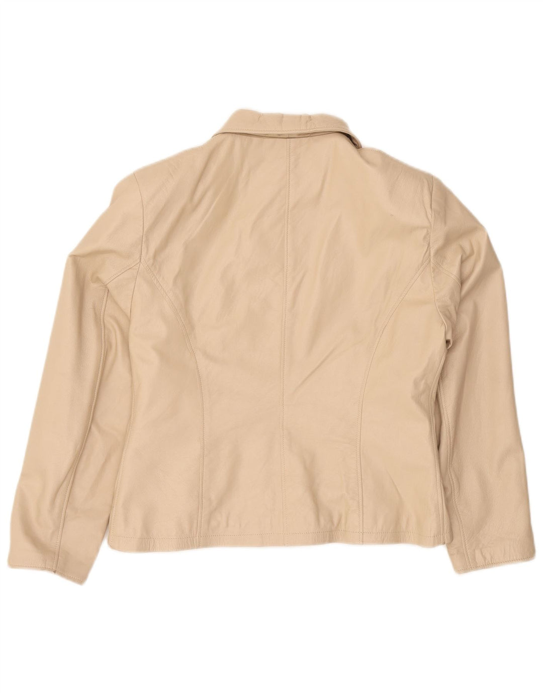 Kurtka skórzana damska vintage UK 18 XL Beżowa skóra
