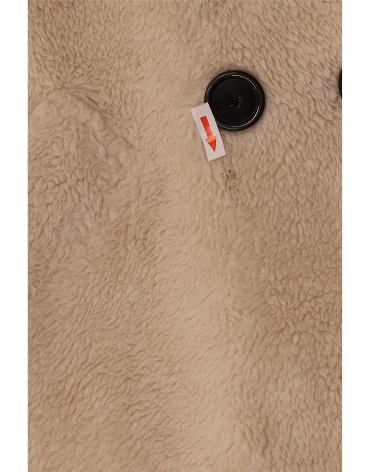 Dwurzędowy płaszcz damski Zara Teddy Bear UK 14, średni złamanej bieli