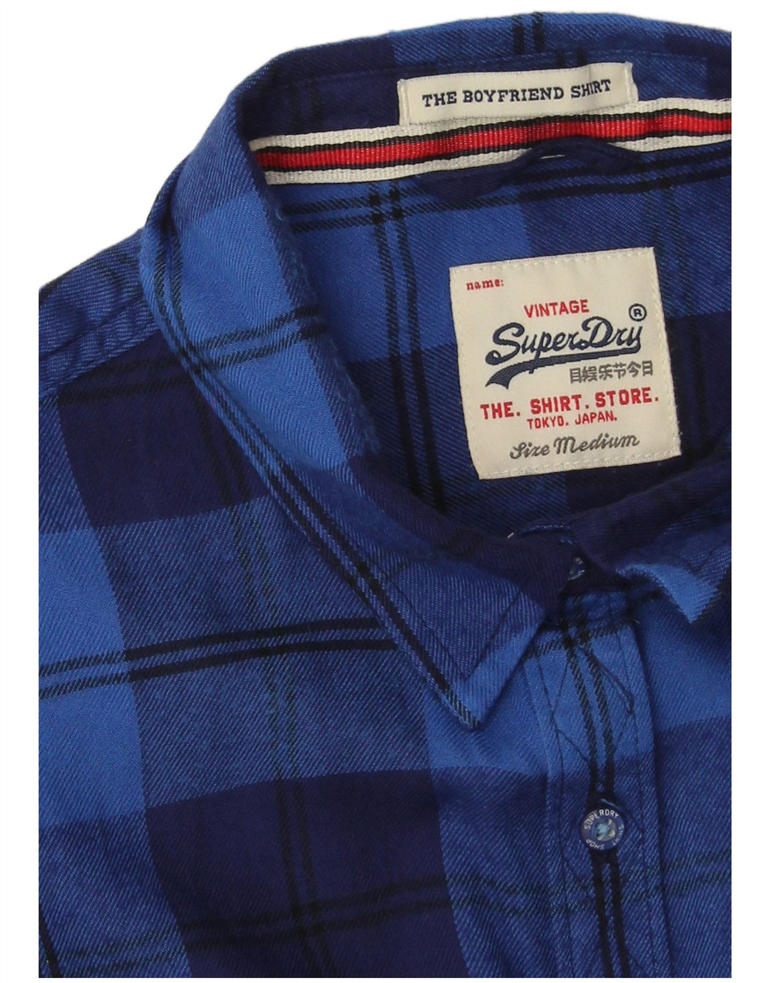 Damska koszula flanelowa Superdry UK 14, wiskoza w średnią niebieską kratkę