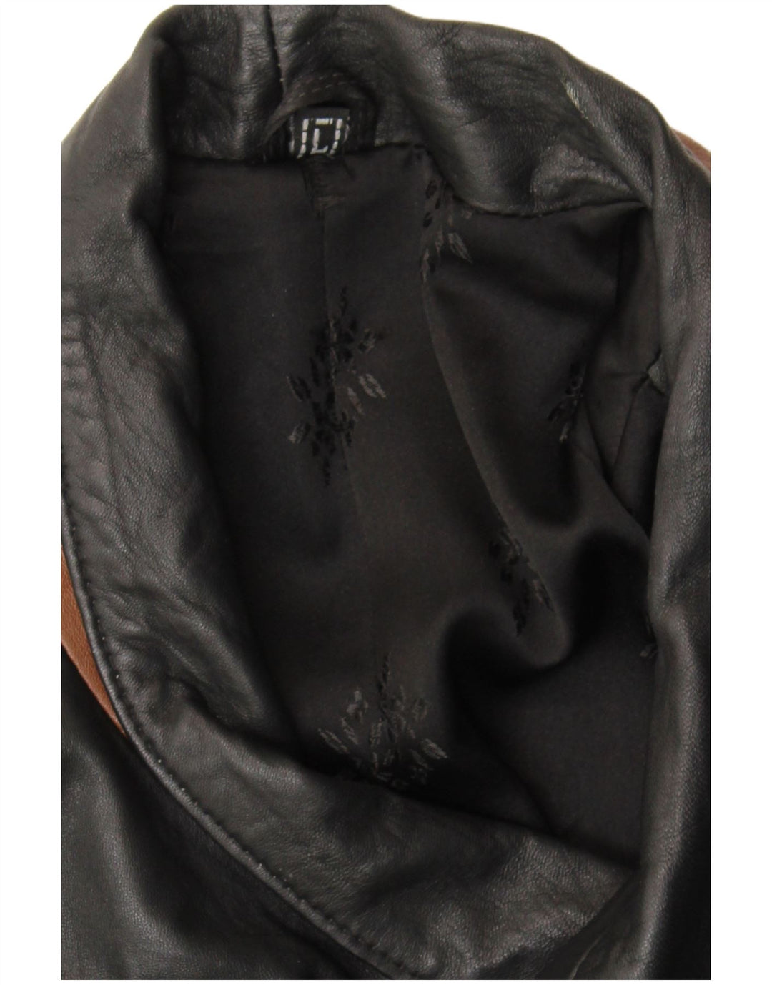 Męski płaszcz skórzany VINTAGE UK 40, duży czarny blok kolorów