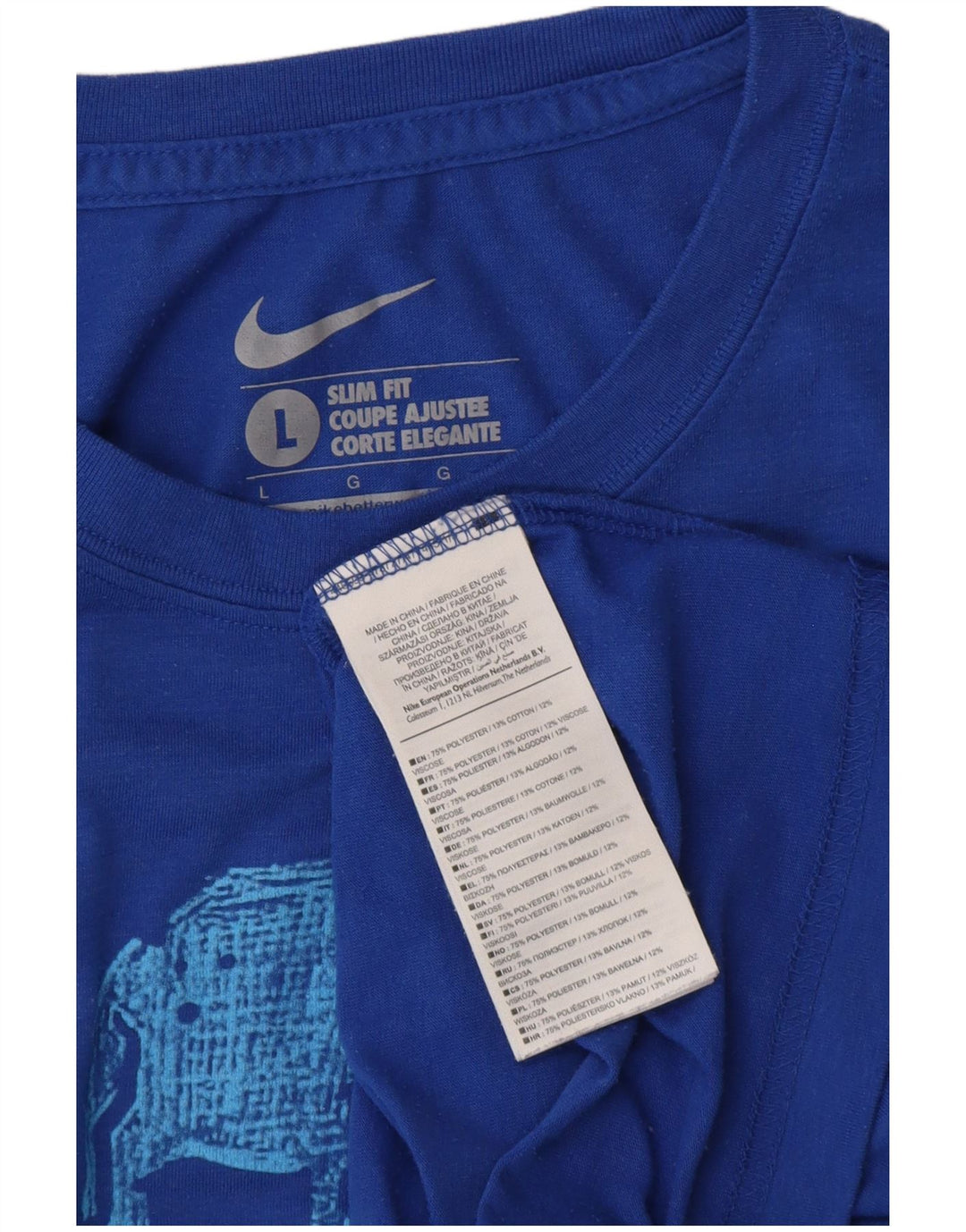 Męski T-shirt NIKE o dopasowanym kroju z grafiką, duży, niebieski, poliester
