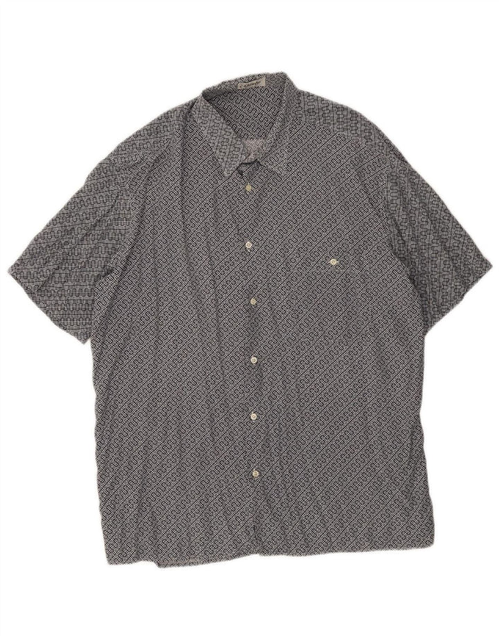 GIULY Mens Short Sleeve Shirt XL Navy Blue Geometric