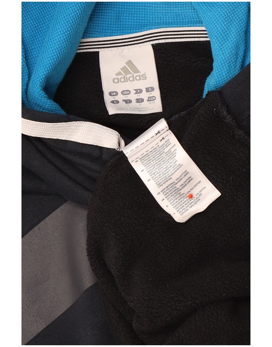 Męska bluza z kapturem Adidas, średnia czarna, bawełniana z blokami kolorów