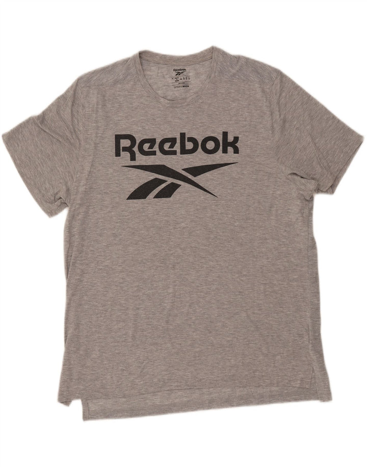 REEBOK Mens Graphic T-Shirt Top XL Grey Polyester Vintage Reebok and Second-Hand Reebok from Messina Hembry 