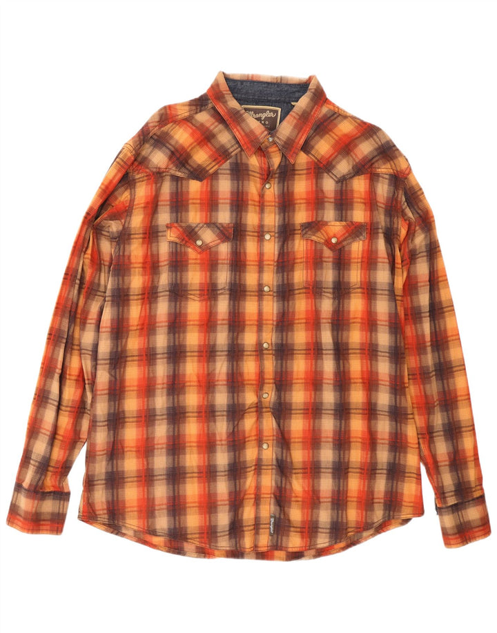 Męska koszula retro Wrangler 2XL, brązowa, bawełniana w kratkę