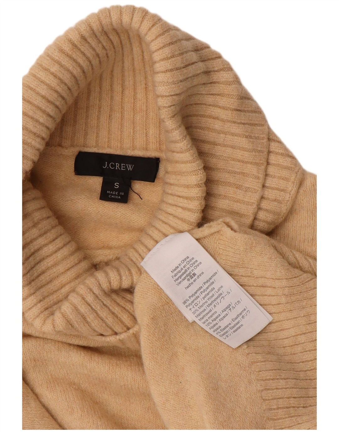 J. CREW Damski sweter oversize z golfem UK 10 Small Beige