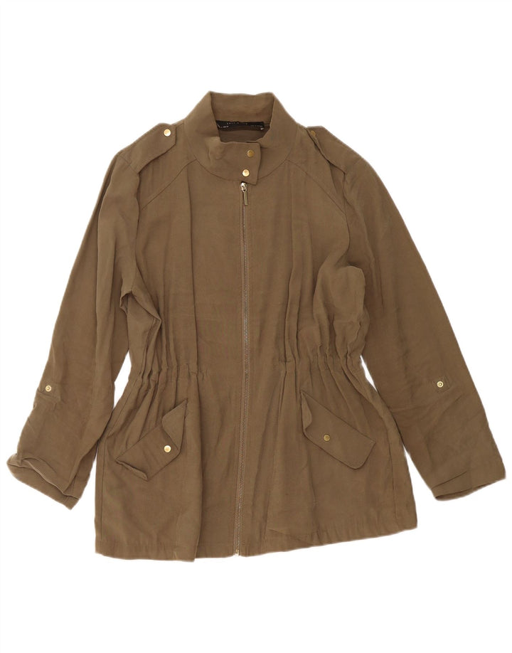 Damska kurtka wojskowa Zara UK 14, średnia wiskoza khaki