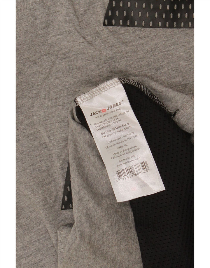 Męska kamizelka z grafiką Jack & Jones, mała, szara, nakrapiana bawełna