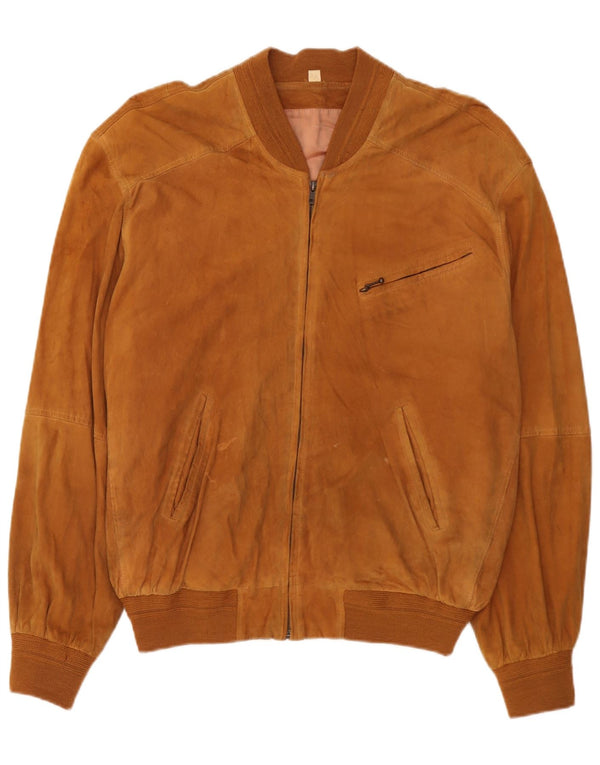 Vintage męska zamszowa kurtka bomber IT 54 2XL brązowa skóra