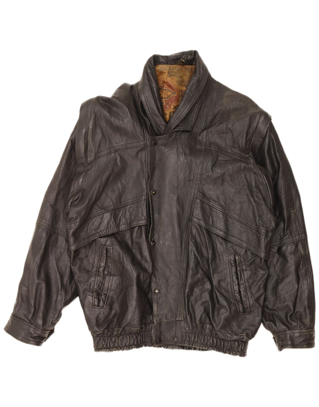 VINTAGE Mens Leather Jacket UK 44 2XL Black