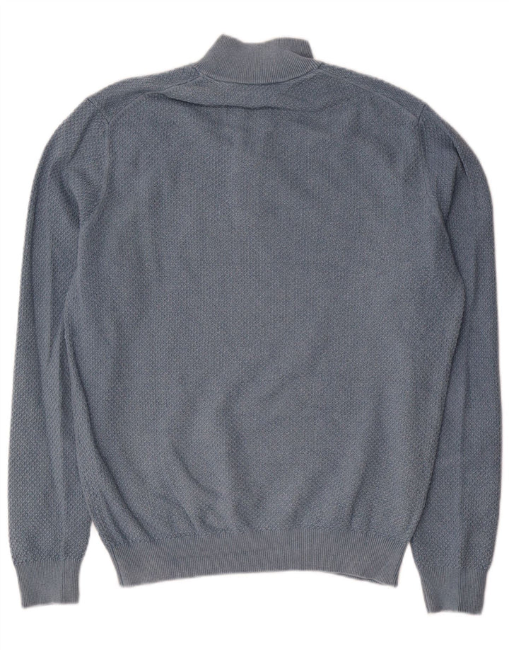 Męski sweter zapinany na zamek Massimo Dutti, duży, niebieski, bawełniany