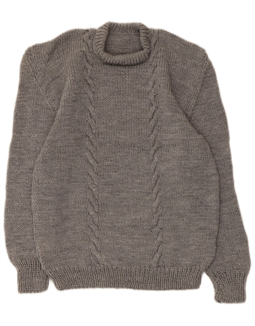 Sweter damski w stylu vintage z okrągłym dekoltem UK 10 Small Grey