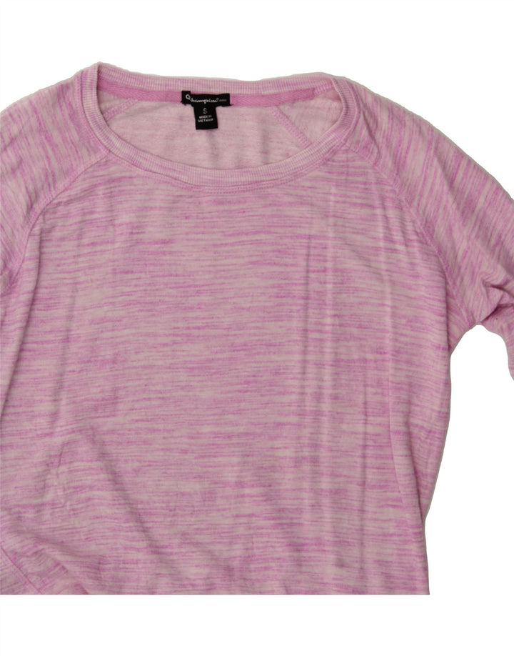 CHAMPION Womens Top Long Sleeve UK 10 Small Pink Striped Rayon Vintage Champion and Second-Hand Champion from Messina Hembry 