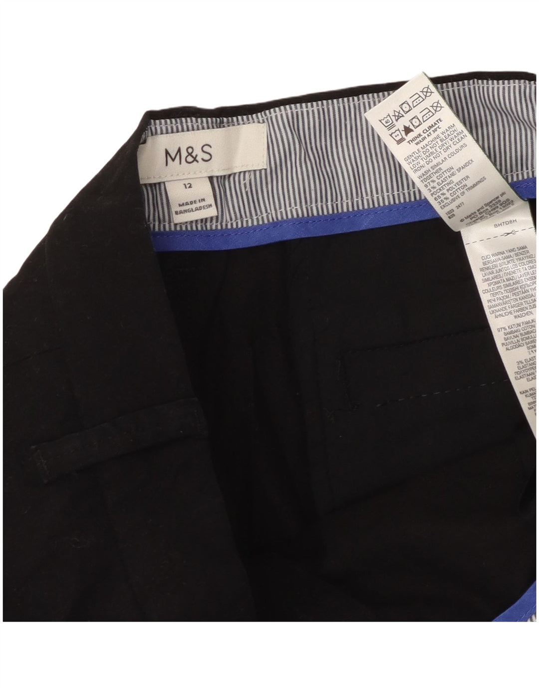 Marks & Spencer Damskie spodenki Chino UK 12 Medium W30 Czarne bawełniane