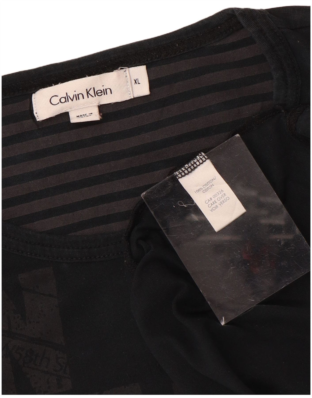 Męska koszulka z grafiką CALVIN KLEIN, XL, czarna, bawełniana