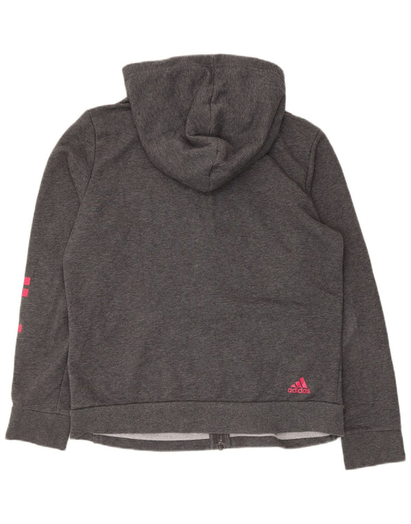 Damska bluza z kapturem i zamkiem błyskawicznym Adidas Graphic Regular Fit UK 16, duża, szara