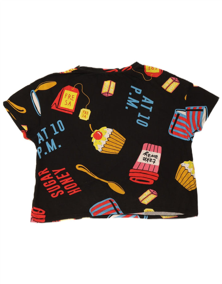 Damska koszulka Zara Crop Oversize z grafiką Top UK 14 Medium Black