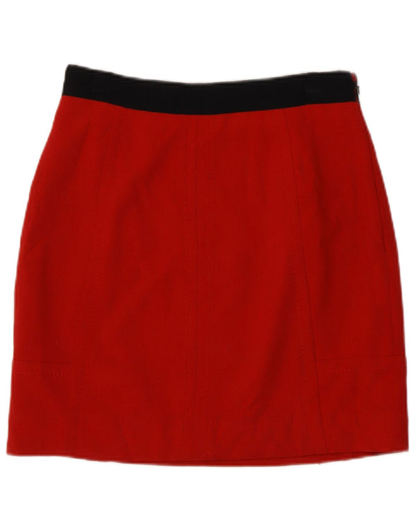 Damska spódniczka mini Coast UK 8 Small W26 Czerwony poliester z blokami kolorów