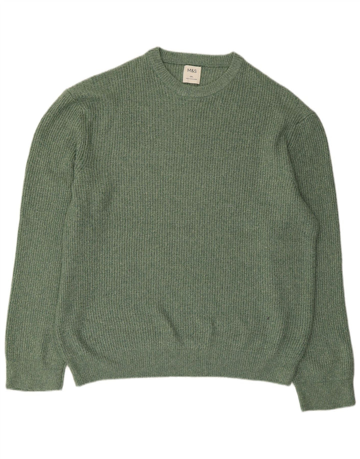 Marks & Spencer Męski sweter z okrągłym dekoltem 2XL Zielony poliamid